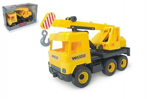 Truck Wader Auto middle jeřáb plast žlutý v krabici Teddies